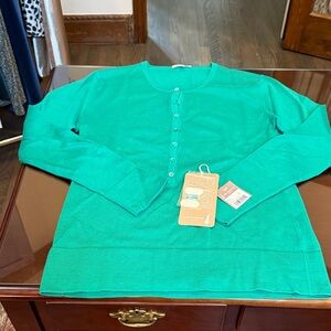 Green Button-Up Henley Sweater